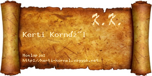 Kerti Kornél névjegykártya
